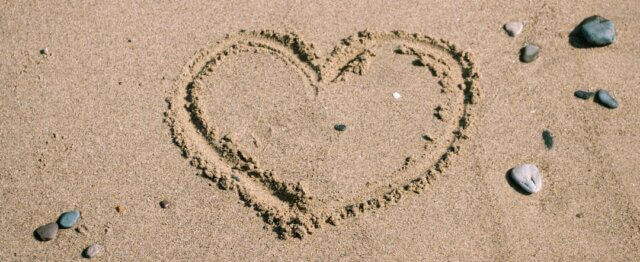 heart on beach