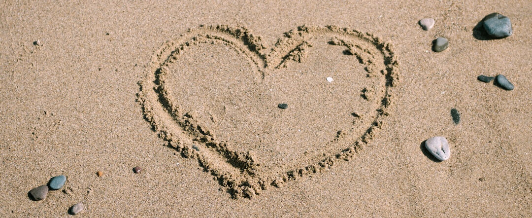 heart on beach