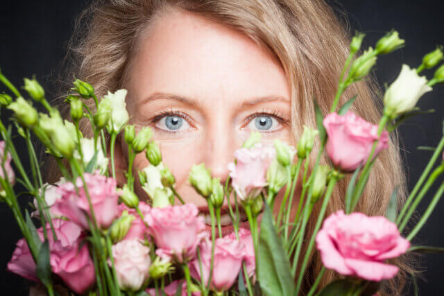 Iris hiding behind flowers